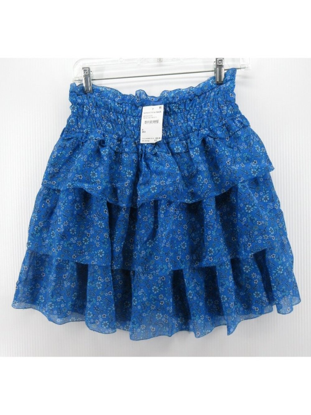Hautie Hippie Skirt 8 Silk A-Line Ruffle Tiered Floral Boho NEW